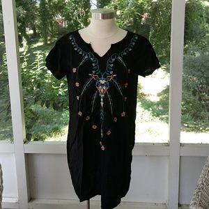 Boho dress/tunic black with embroidery medium.